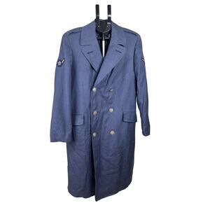 Vintage USAF Blue Wool Overcoat 37R Cold War Men’s Trench Coat